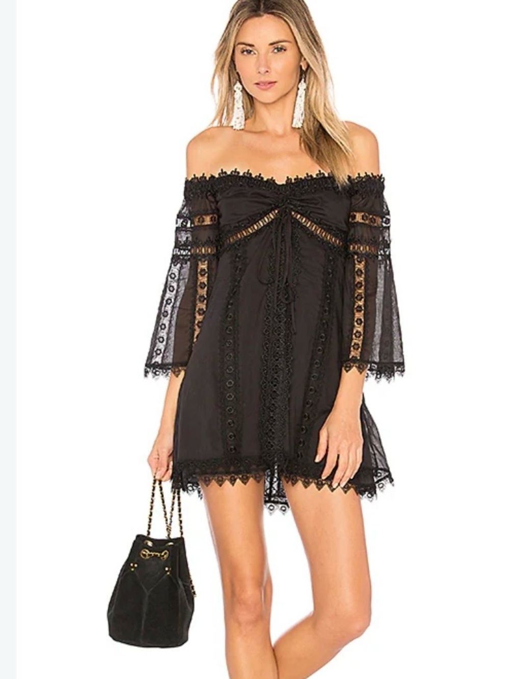 Charo Ruiz Campana black Lace mini dress like nee